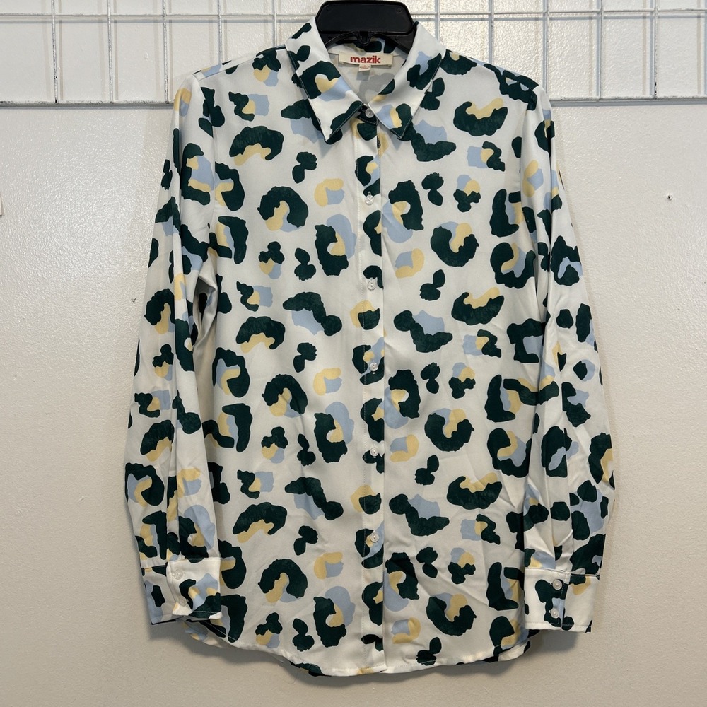 MAZIK Women S Long Sleeve Button Down Blouse‎ Leopard 6262